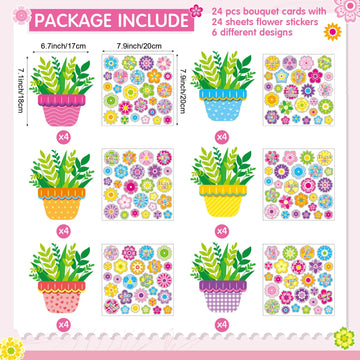 Fullhawl 24 Sets Mothers Day DIY Craft Kits Make Your Own 3D Flower Pot Best Mom Flowers Stickers for Happy Mothers Day Birthd