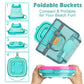 Aclarastra Collapsible Beach Sand Toys for Kids - Travel Beach Toys with 2 Collapsible Beach Buckets, Mesh Bags, Animal Sand Mol