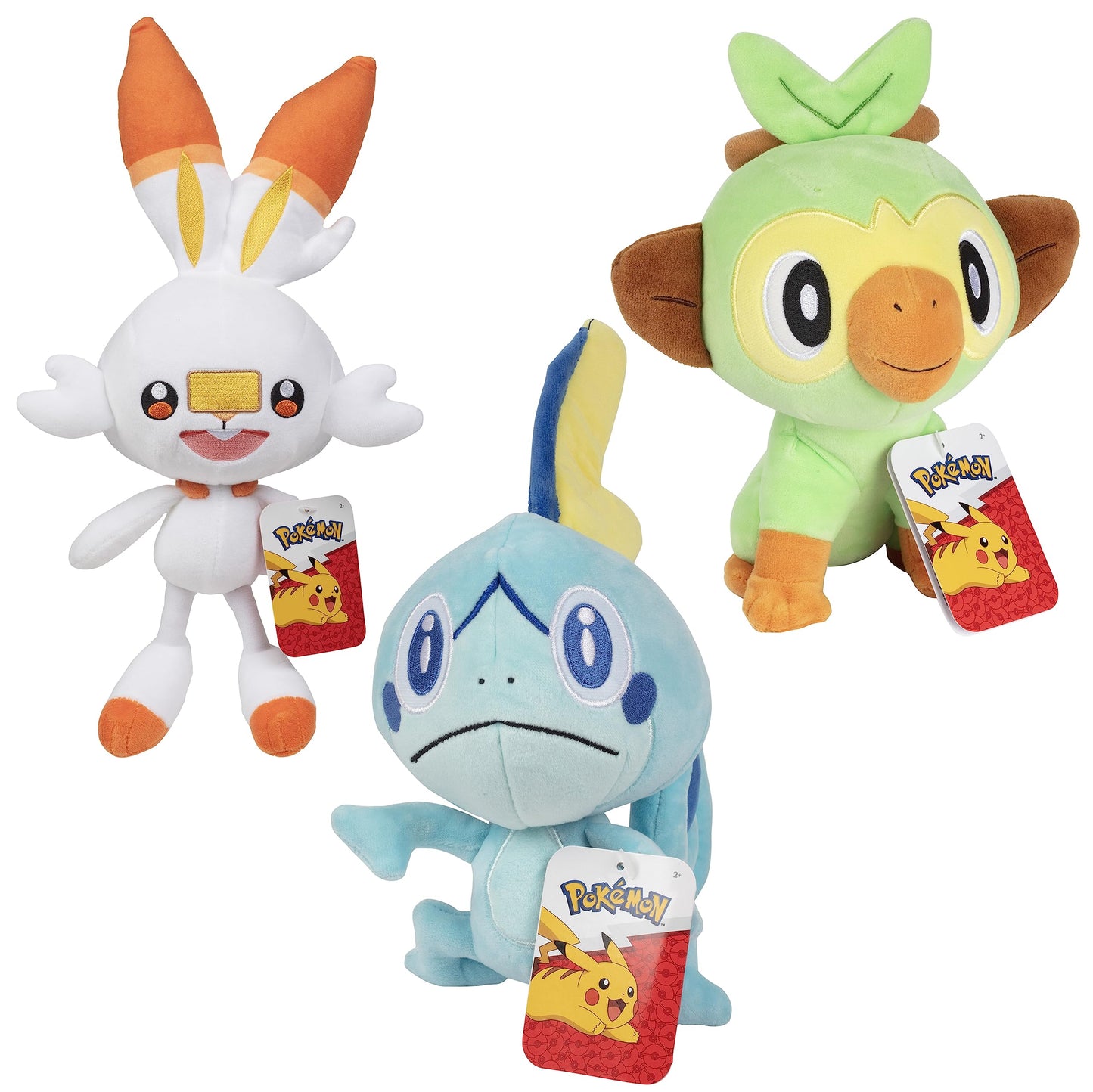 Pokemon 8 Grookey  Sobble  & Scorbunny Value Pack 3-Plush - Officially Licensed - decorative replica blade & Shield Galar Starter Set - Authentic Soft Stuffed Animal Toy - Gift for Kids  Boys  Girls