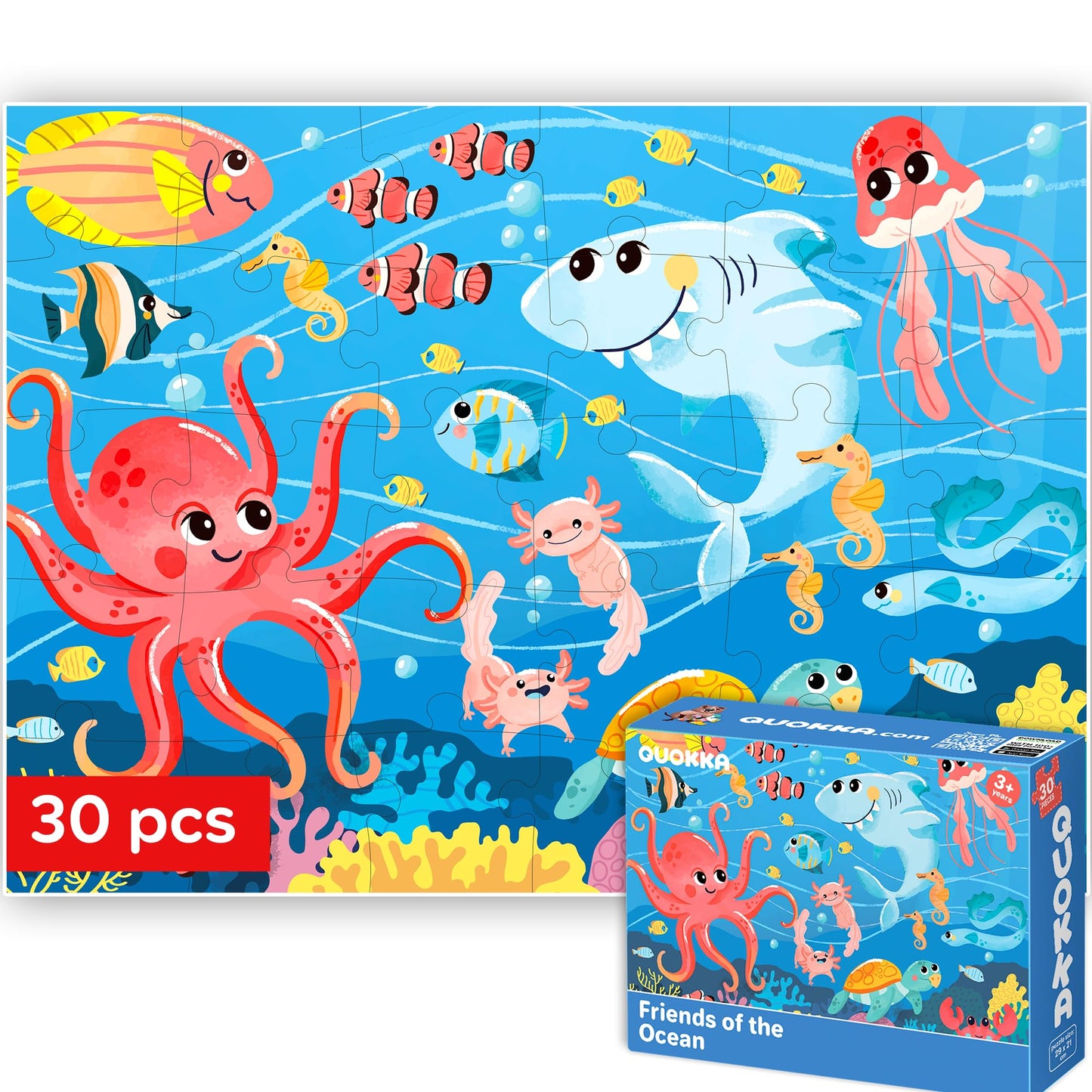 Quokka Puzzles For Kids Ages 3-5 - 30 Pieces Puzzles For Toddlers 2-4 - Sea World Learning Jigsaw Puzzles For Kids 4-6 Years Old
