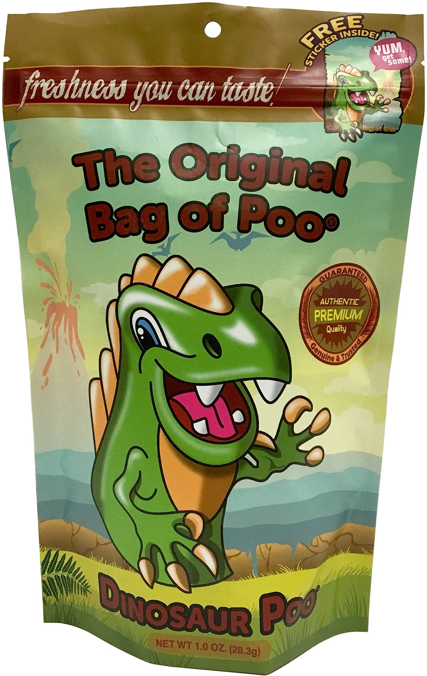 The Original Bag Of Poo, Dinosaur Poop (Green Cotton Candy), For Novelty Poop Gag Gifts