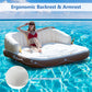 Tangkula Giant Inflatable Pool Float for Adults, UPF50+ Sunshade, Ergonomic Design, Large, White and Brown, Model 10725-NP