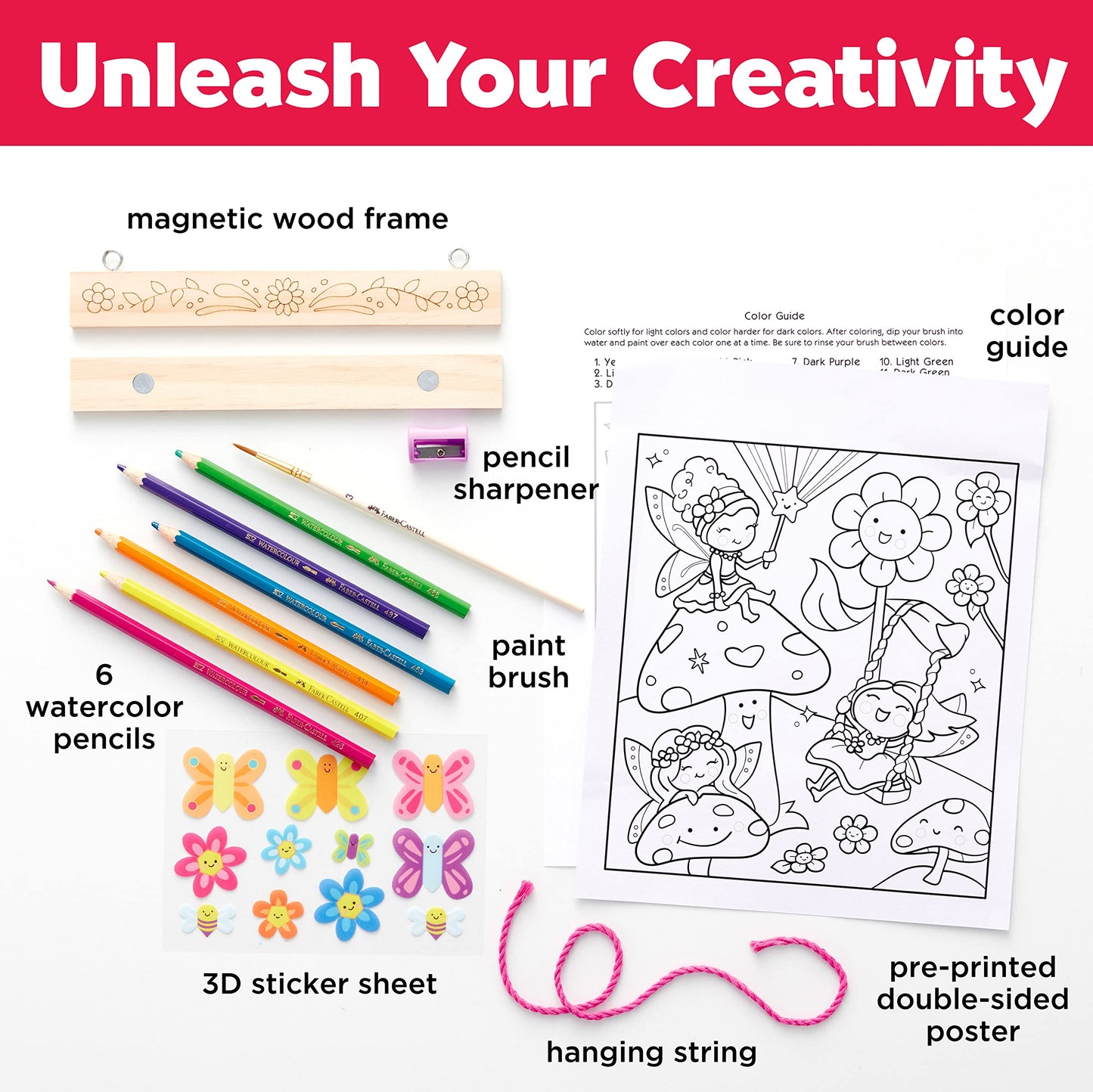 Faber-Castell Paint by Number Fairy Friends Pets - Kids Watercolor Fairies Toys for Ages 6-8+