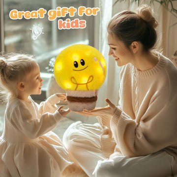 Wewill 8'' Light Up Light Bulb Stuffed Animal Cute Light Bulb Soft Plush Toy Birthday Christmas Holiday Weekend Gift For Toddler