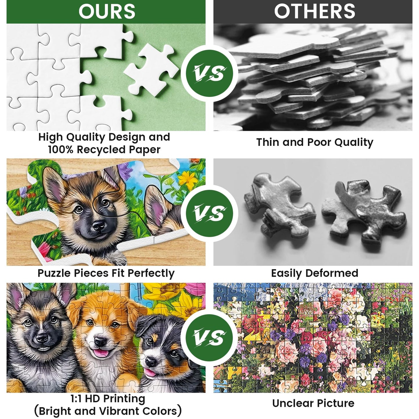 300 Piece Puzzles for Adults,Fun Puppies Puzzle for Adults Teens,Large Piece Cute Dogs Jigsaw Puzzle for Kids Ages 8-10 10-12,Gl