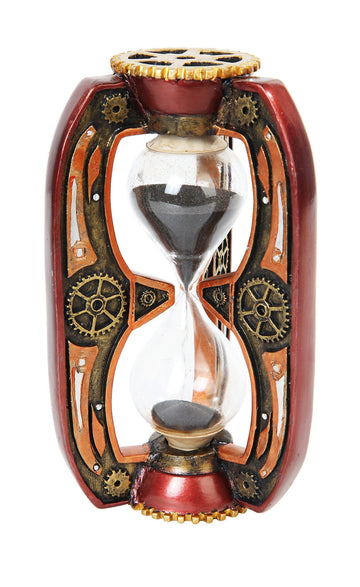 Ptc 6.13 Inch Red Steampunk Inspired Sand Timer Hourglass Statue Figurine
