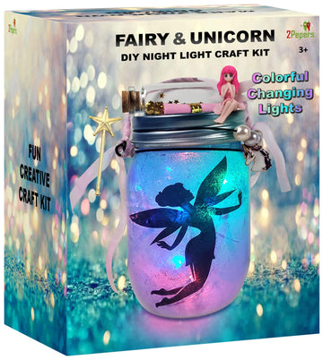 Make Your Own Unicorn & Fairy Lantern Jar Night Light Arts And Crafts For Kids, Best Birthday Gifts For Girls Ages 3 4 5 6 7 8 9 10 11 12 Years Old, Diy Unicorn Gift & Fairy Craft Kit For Little Girls