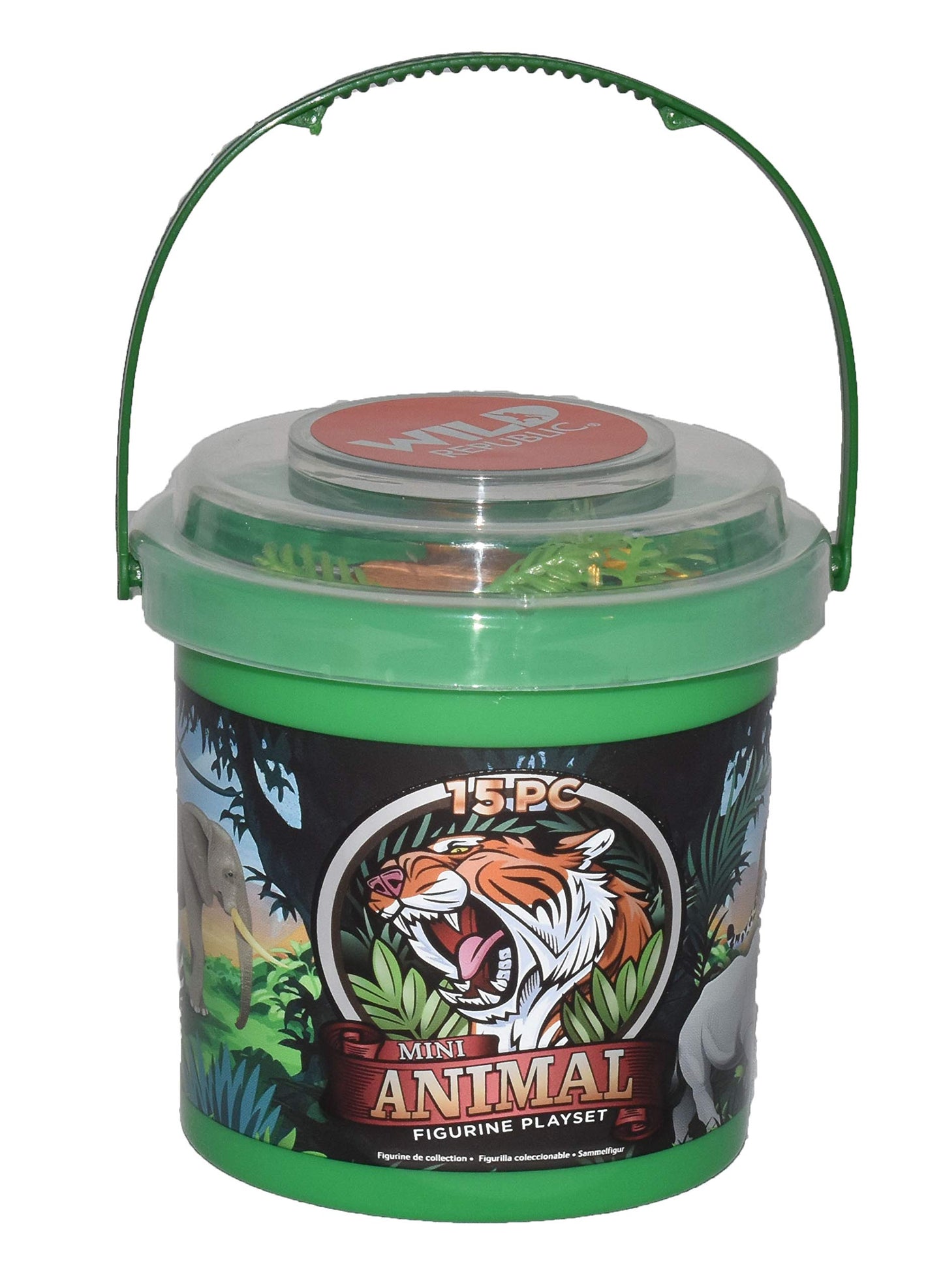Wild Republic Wild Animals Bucket, Toy Figures, Kids Gifts, Jungle Theme Party Supplies, Zoo Animals, 15-Pieces