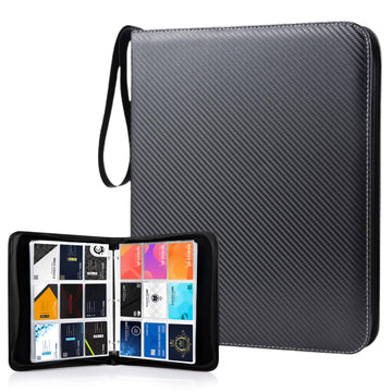 Wot I Trading Card Binder, 900 Pockets Collection Card Binder Sleeves With Polyester Fabric Cover&Zipper - Dark Blue