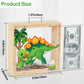 Piggy Bank For Boys, Wooden Dinosaur Piggy Bank For Kids Cartoon Money Bank Coin Bank With Diy Alphabet Stickers,Green Yellow