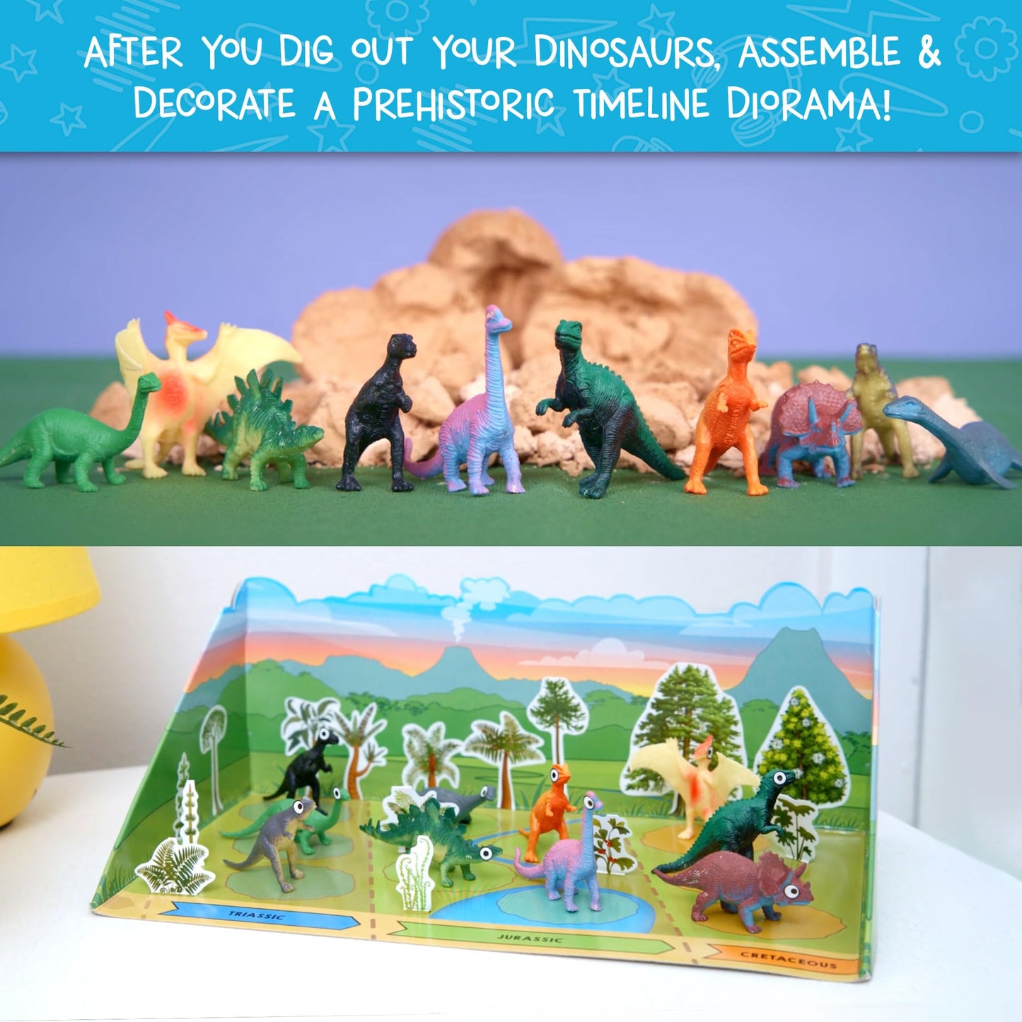 Wow In The World Dino Dig & Diorama | 10 Dig-Out Plaster Dinosaur Eggs, Prehistoric Diy Diorama, Companion Audio Content, Bonus