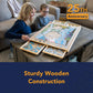 Bits and Pieces 1500 Piece Wooden Puzzle Board with Drawers – 26"x35" Non-Slip Table Organizer, Model 47272