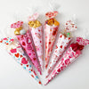 JULBEAR 30-Pack Valentines Day Craft Kit for Kids Valentines Day DIY Treat Bags Kit, Cone Bags, Wrapping Paper Heart Labels fo