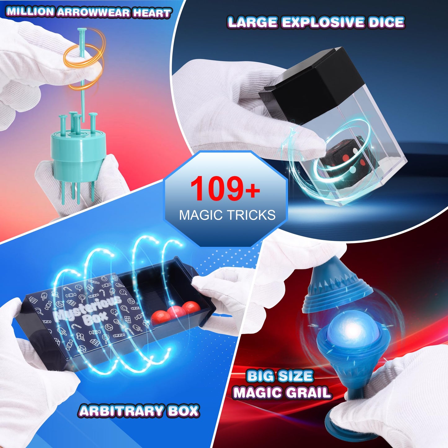 Magic Kit, 109+Magic Tricks For Kids Age 6-8, Magic Set With Manual And Video For Beginners And Kids, Christmas Halloween Birthd