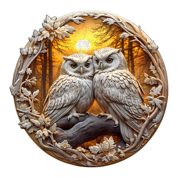 Wooden Puzzles For Adults - Couple Owl Wooden Jigsaw Puzzle - Unique Animal Shaped Wood Puzzles Adult - Creative Birthday Gift F