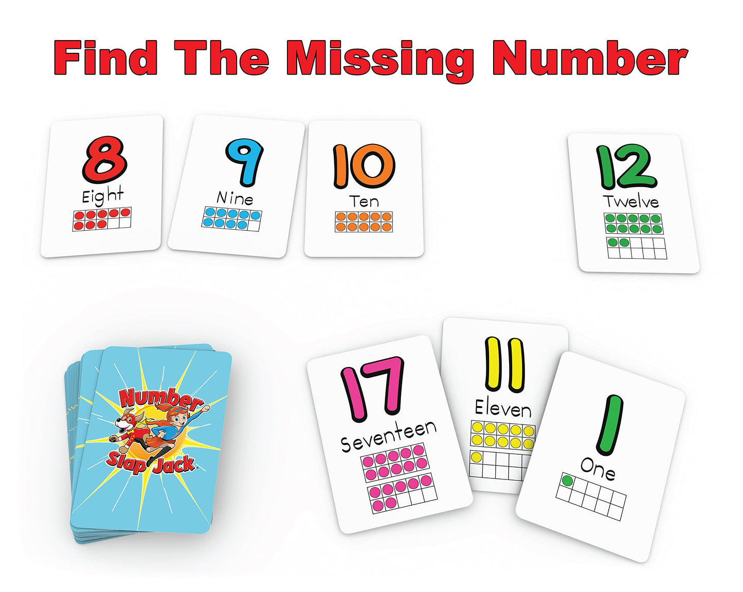 Number Slap Jack A Math Card Game For Kids Ages 4 And Up | The Easy Way To Learn Numbers 0-20 | 4 Fun Ways To Play | Featuring Ten Frames And Operator Cards <>,+,-,= | Prek - 1St Grade