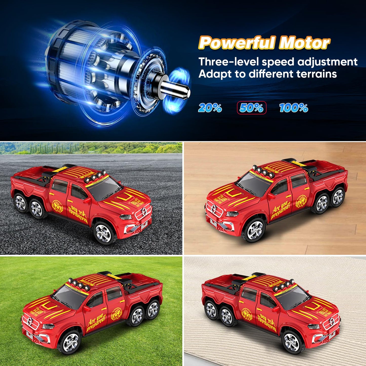 FOGULO Remote Control Car for Kids 6+, 2.4Ghz Adjustable Speed RC Cars with Car Lights, USB-C Recharging, 1:64 Scale Alloy Picku