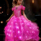 Uporpor Light Up Pink Princess Dresses For Girls Halloween Costumes Dressing Up Clothes For Little Girl Kids Party Christmas, 130