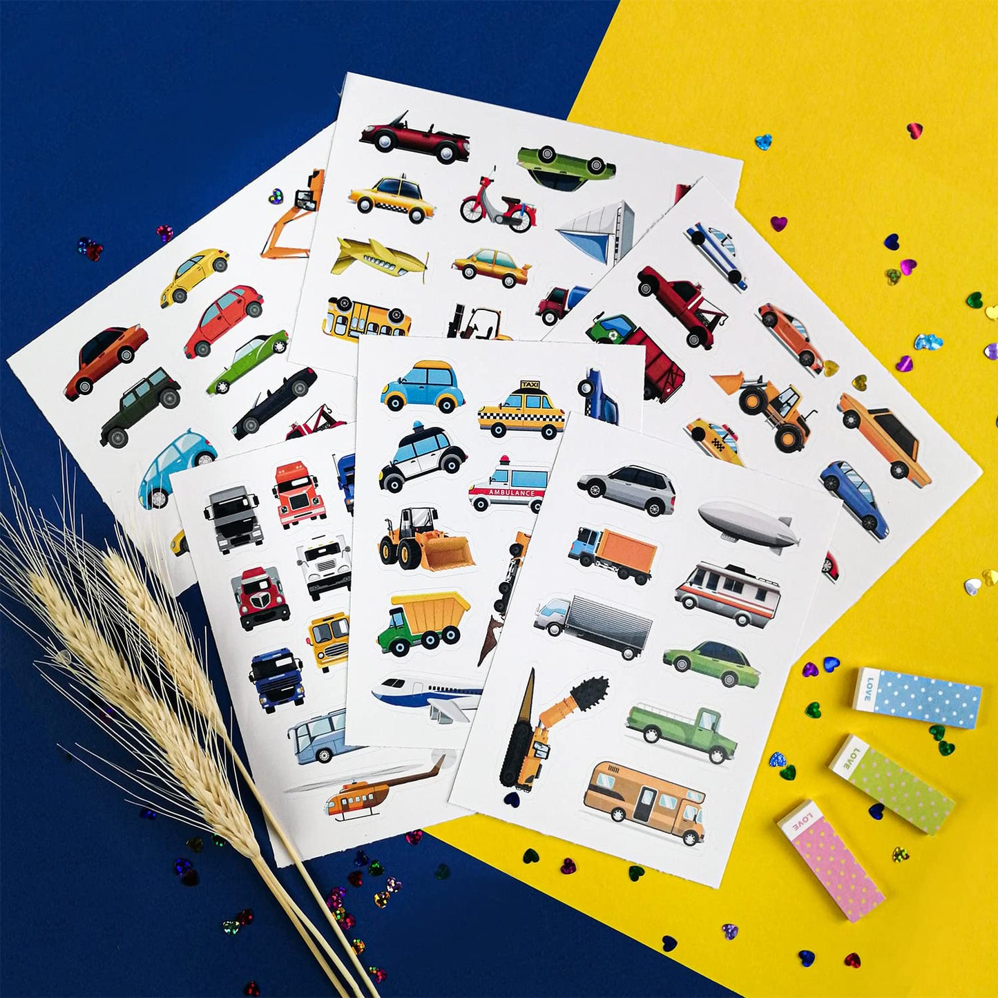 Bulbacraft Truck Stickers - Construction Stickers - Train, Airplane, Tractor, Boat, Fire Truck And Race Car Stickers - Extra Dur