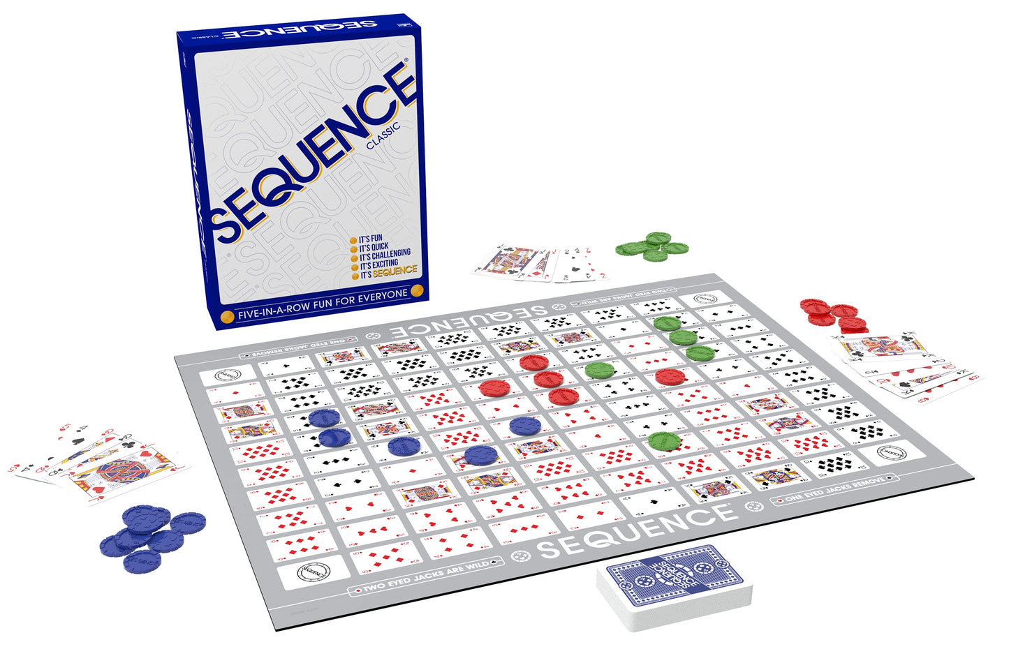 Sequence- Original Sequence Game With Folding Board, Cards And Chips By Jax ( Packaging May Vary ) White, 10.3 X 8.1 X 2.31