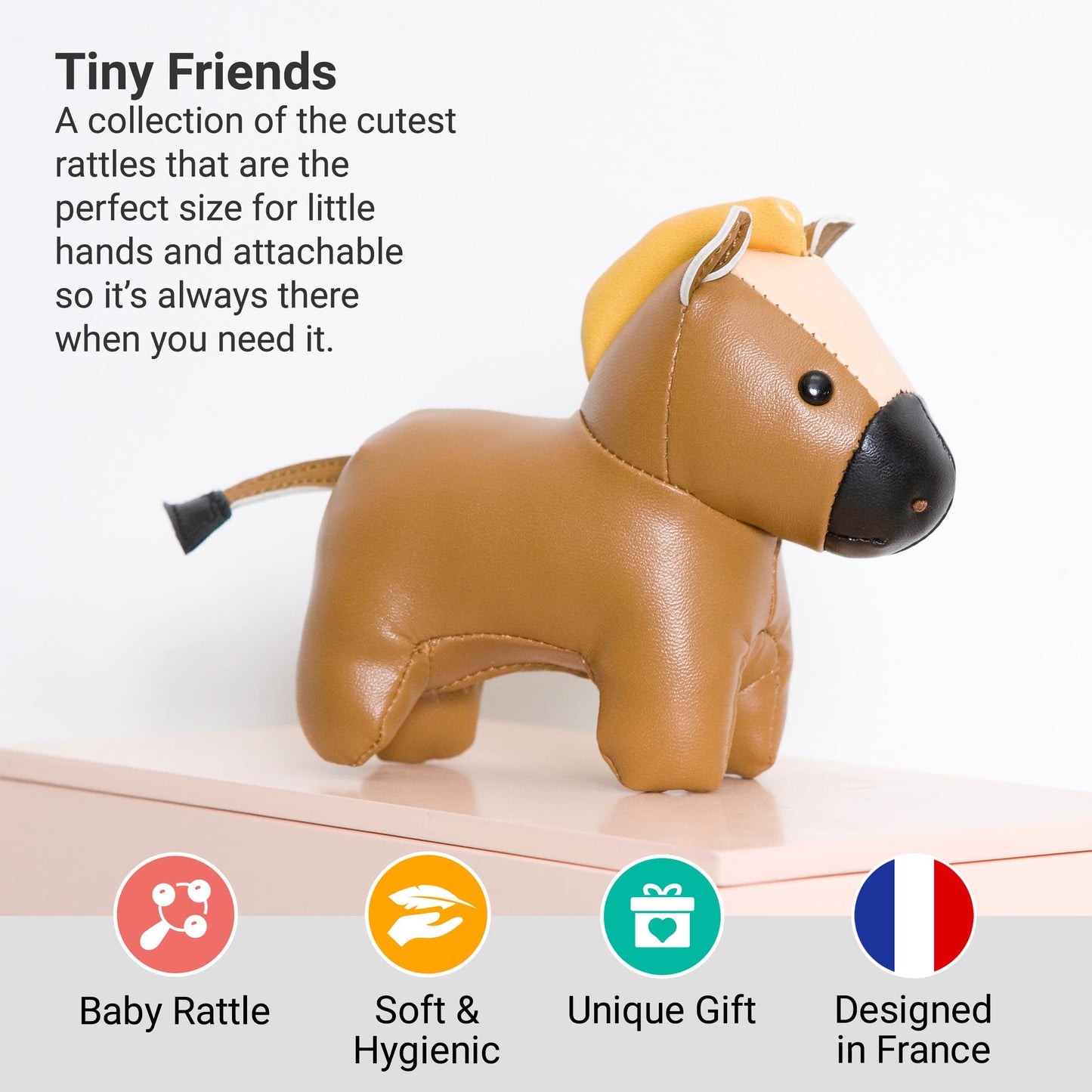 Little Big Friends Tiny Friends | Rattle Toy | Special Stuffed Animal | Easy to Clean | Charles The Horse