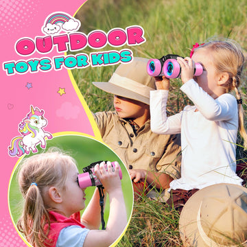 Unicorn Binoculars Toys For Kids 3 4 5 6 Year Old Girls Toddlers Pink Binoculars Toys Bird Watching Outdoor Camping Adventure Te
