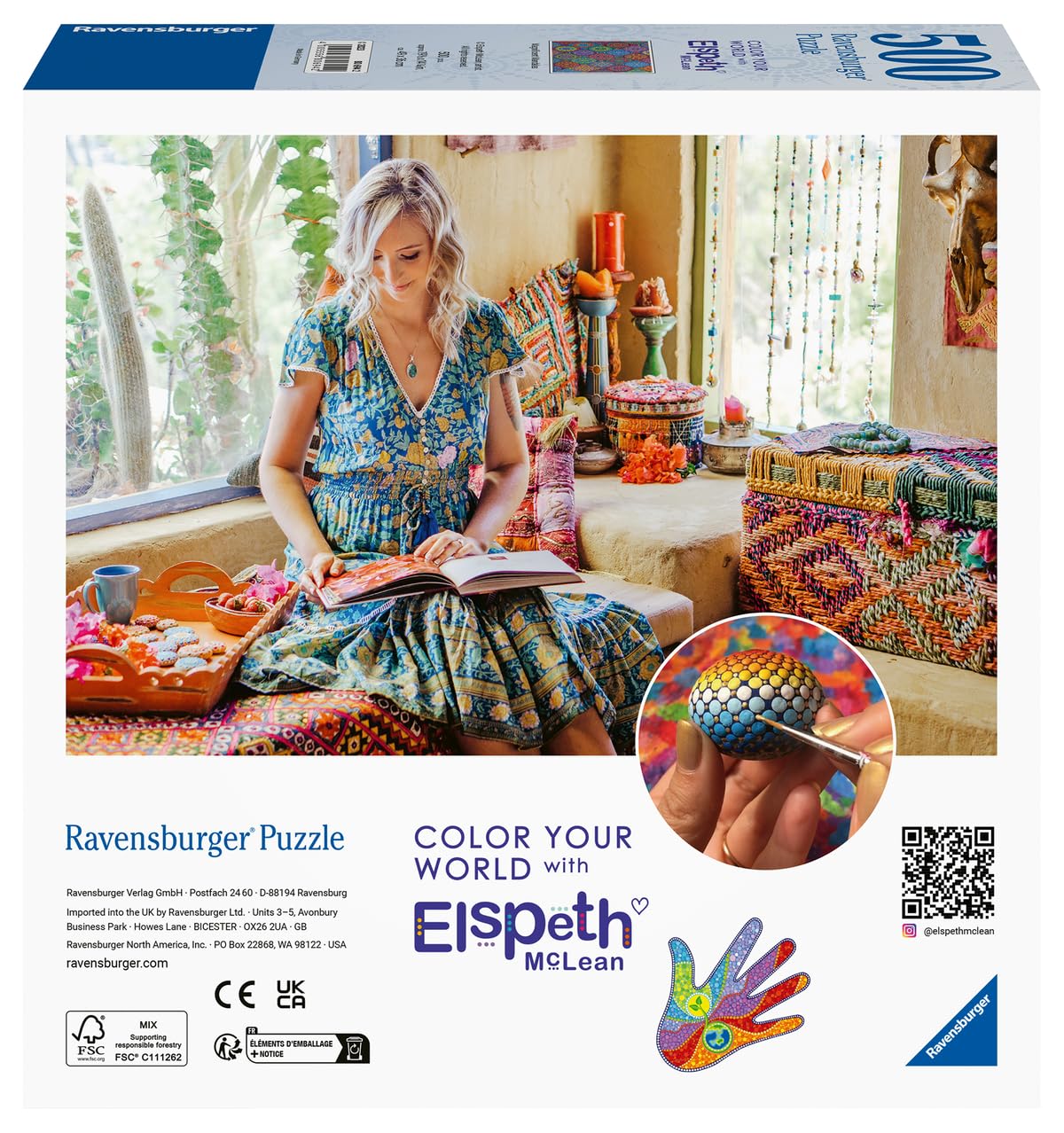 Ravensburger Magnificent Mandalas 500 Piece Jigsaw Puzzle - Handcrafted Cardboard, Multicolor, Model 80694, Made in Germany