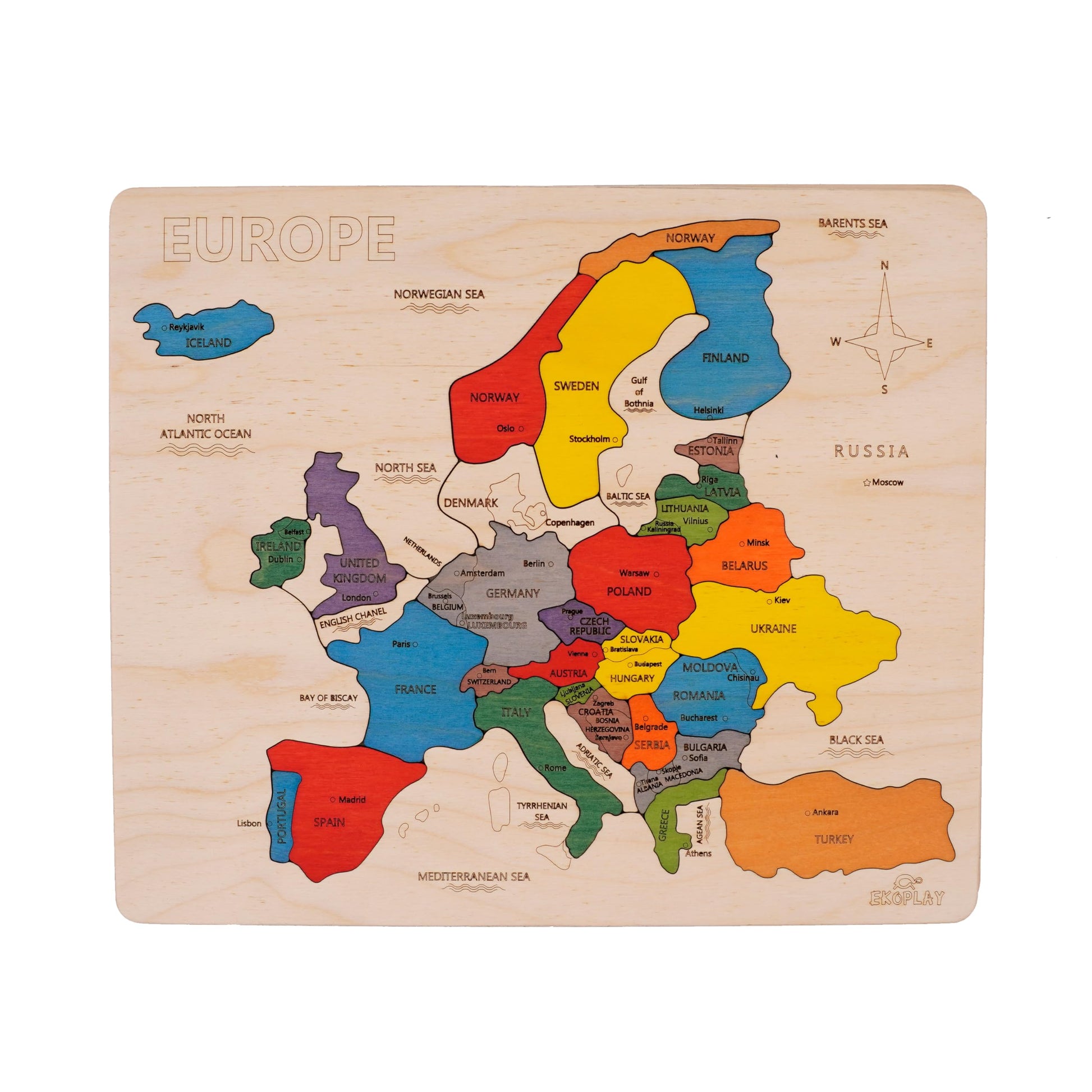 Europe Map Wooden Jigsaw Puzzle for Kids | 33 Puzzle Pieces | Learning & Educational Toy Gift for Boys & Girls Ages 3 Years and 