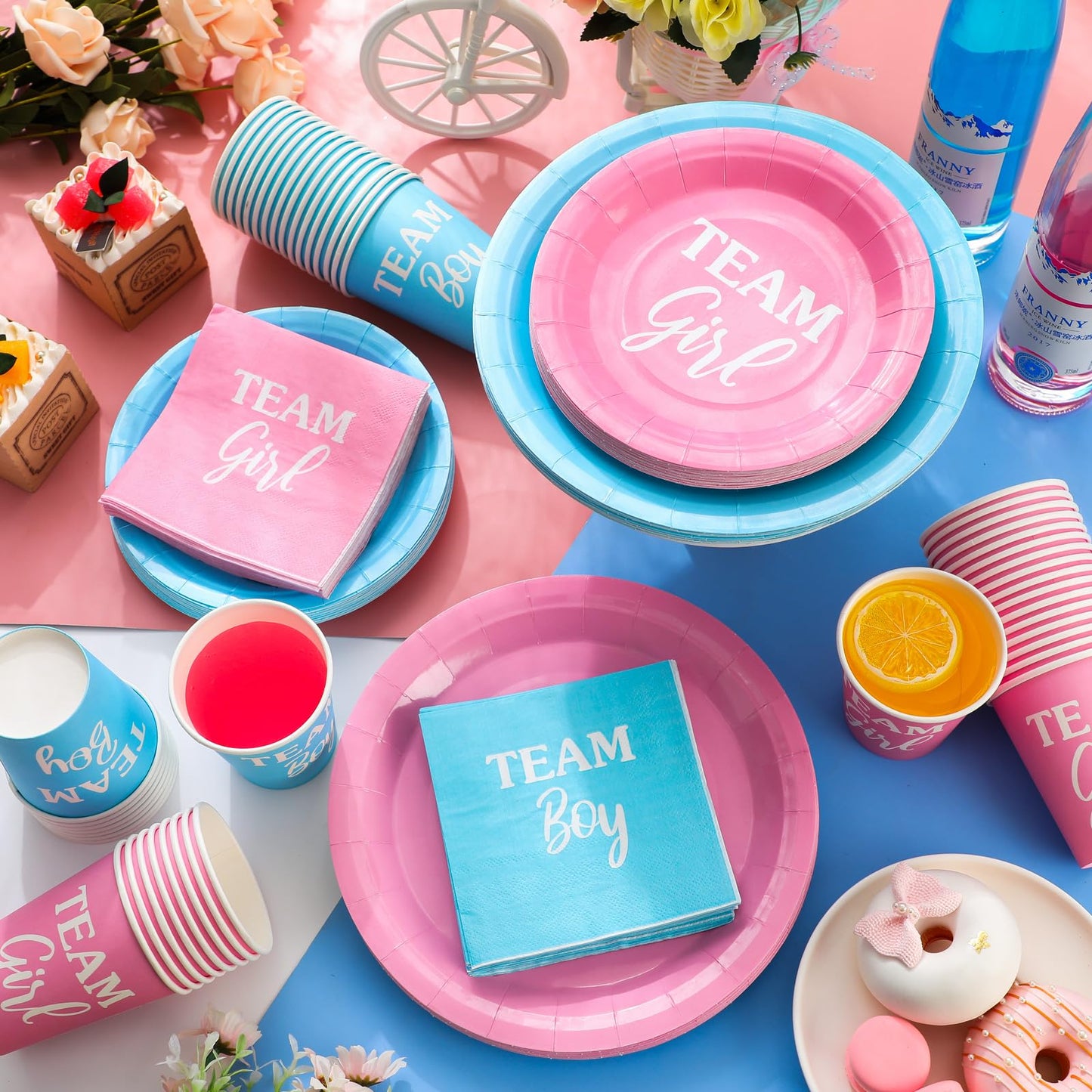 200 Pieces Party Supplies Tableware Set Patterns Printed Plates Napkins Cups Table Decorations for Baby Shower Birthday Party (G