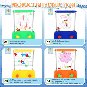 16Pcs Handheld Water Game Arcade Water Ring Toss Water Tables for Beach Toy Party Favor Fun Game Entertainment, Without Water (O