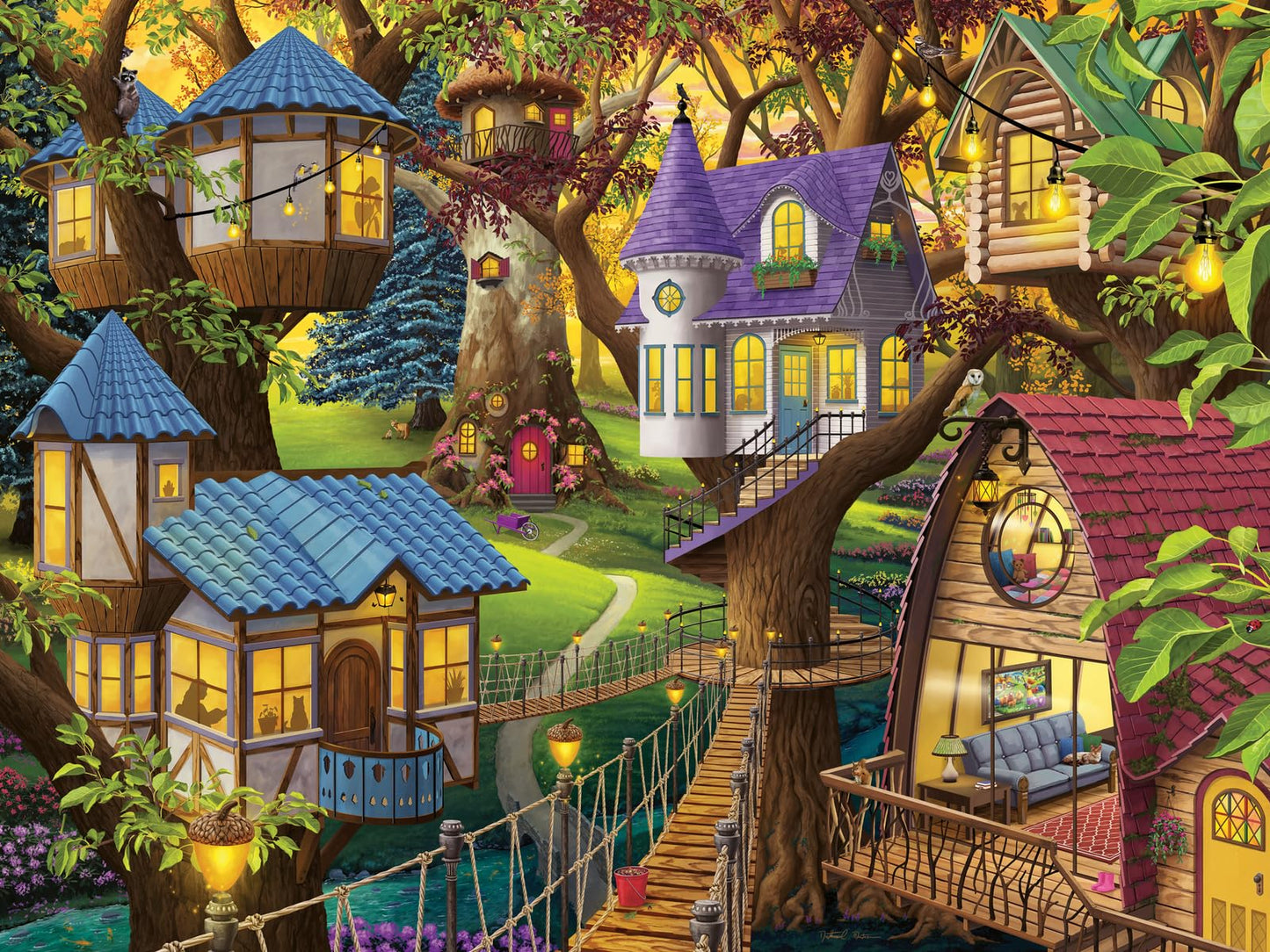 Ravensburger 1500 Piece Jigsaw Puzzle - Twilight in The Treetops, Cardboard, Multi Color, Model 12001009, Made in Germany