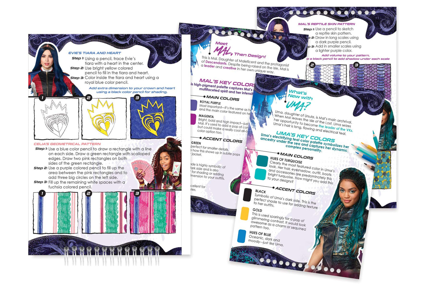 Make It Real - Disney Descendants 3 Sketchbook. Fashion Design Drawing and Coloring Book for Girls. Includes Evie and Descendant