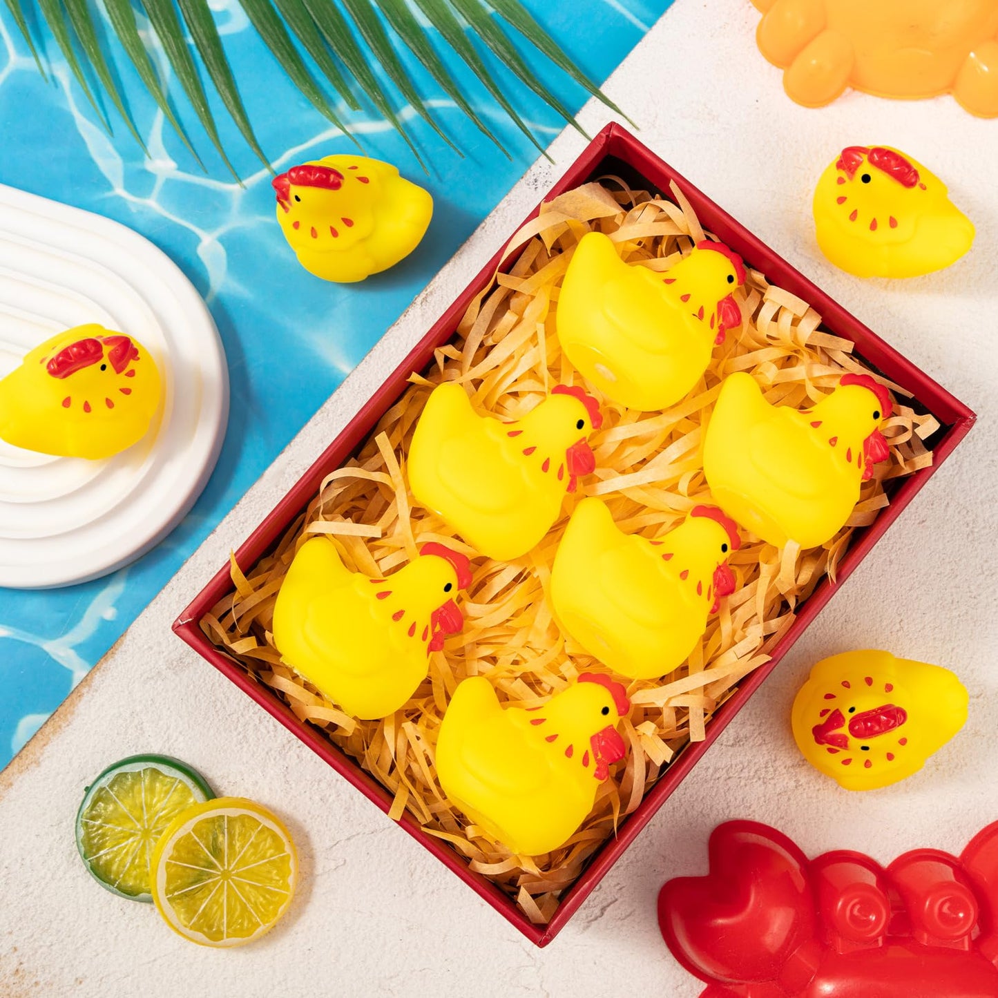 Rubber Chicken Toys for Kids  20Pcs Cute Yellow Chicks Squeak for Boy Girl Baby Shower Birthday Party Favors Gifts Decoration