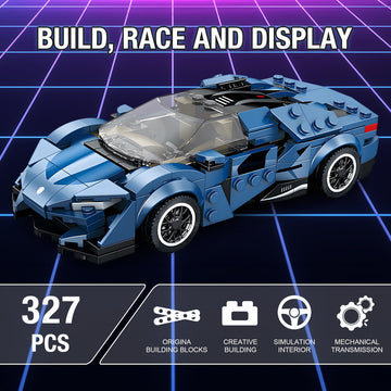 High Godo Moc Racing Sports Car Building Blocks Set, Technique And Engineering Super Vehicle Building Kits,Cool Simulation Supercar Model Gifts For Car Lovers And Kids Age 6+ (327 Pieces)