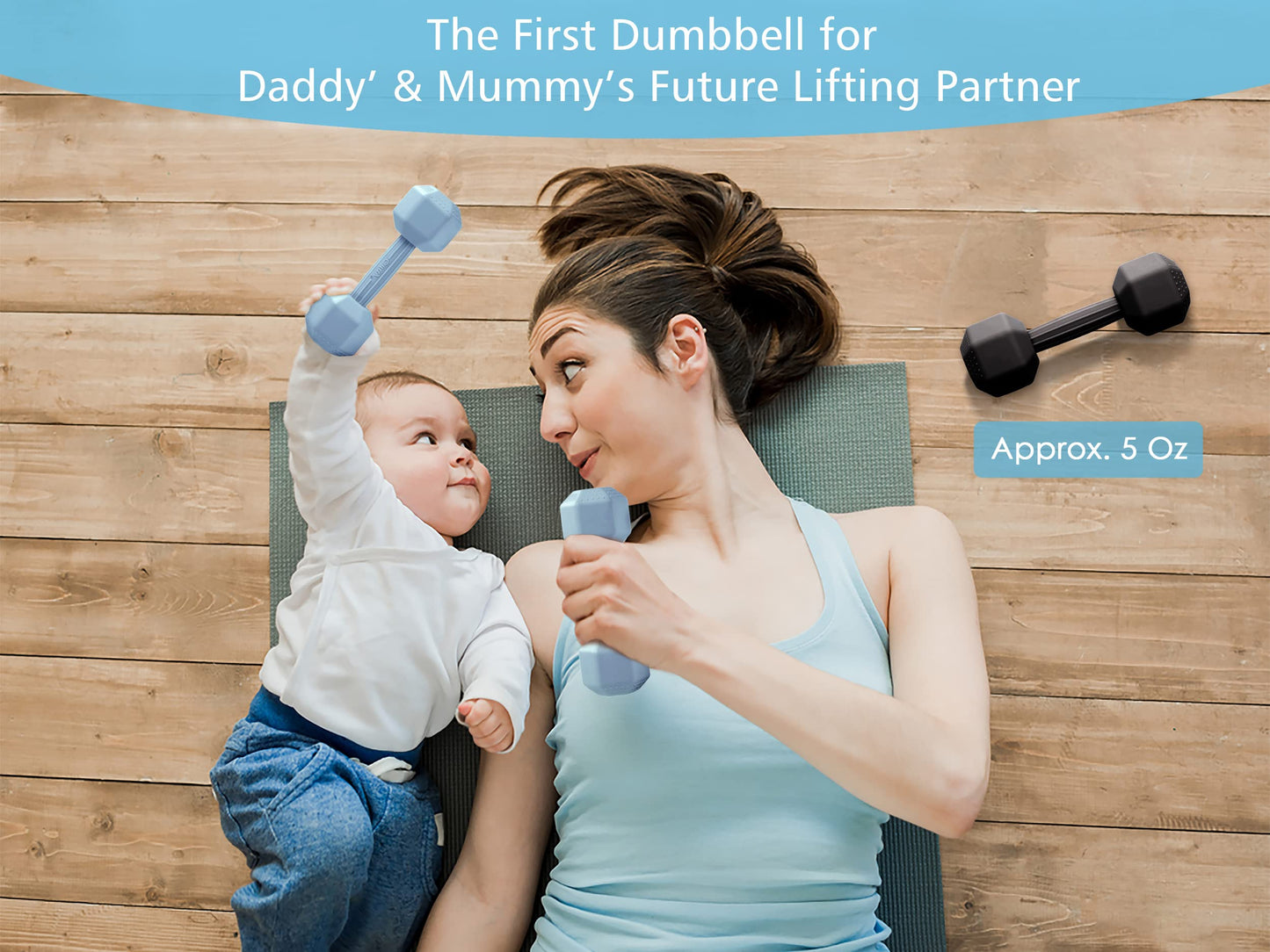 Baby Dumbbell - Silicone Infant Rattle Teether  Toddler Sensory Toy  Durable Safe Exercises Workout Weight - Great Gift for Girls and Boys (1pcs - Black)