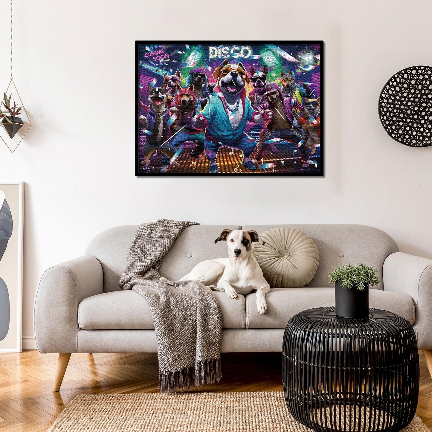 Funny Dog Puzzles 1000 Pieces For Adults, Animal Dogs Jigsaw Puzzles Hip Hop, Dance Puppy Bulldog Jigsaw Puzzle Collage Puzzles