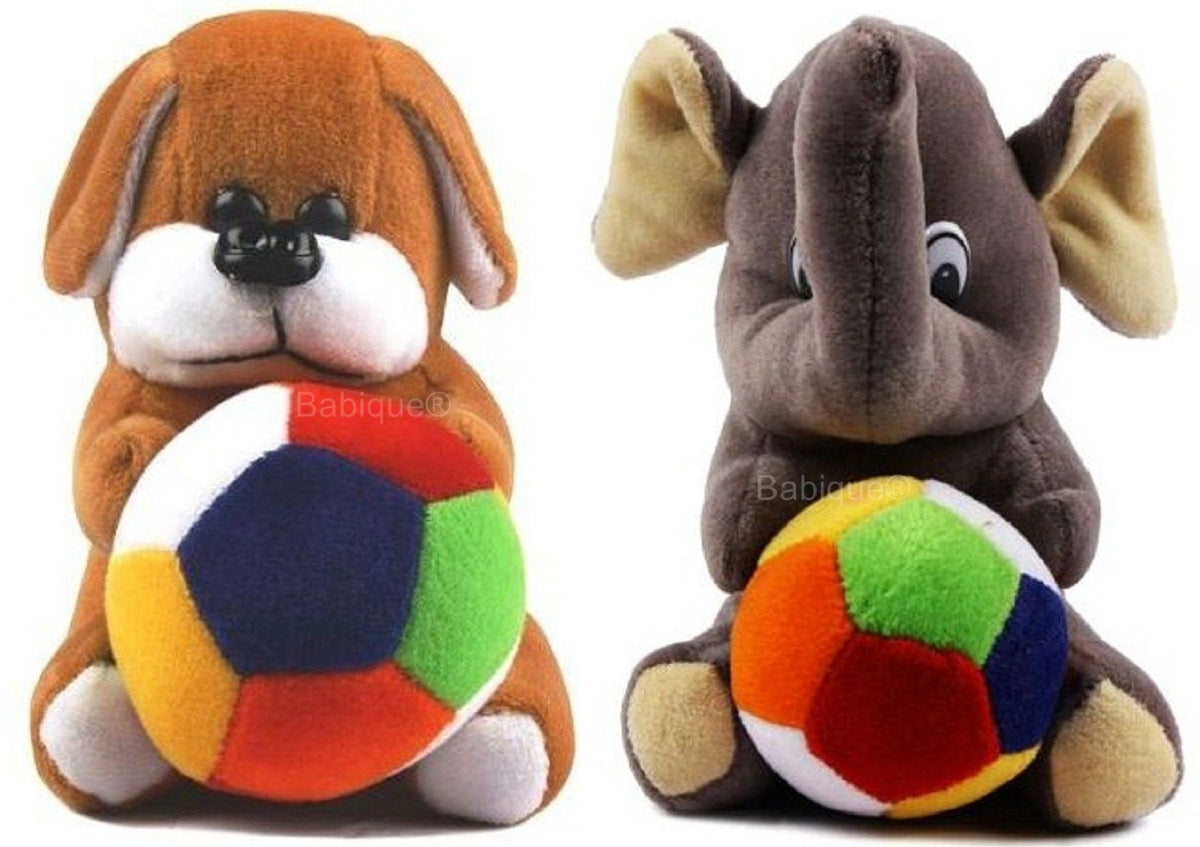 Babique Soft Toy Kids Animal Teddy Bear Birthday Gift Stuffed Soft Plush Toy Love 19 cm (Elephant & Dog)