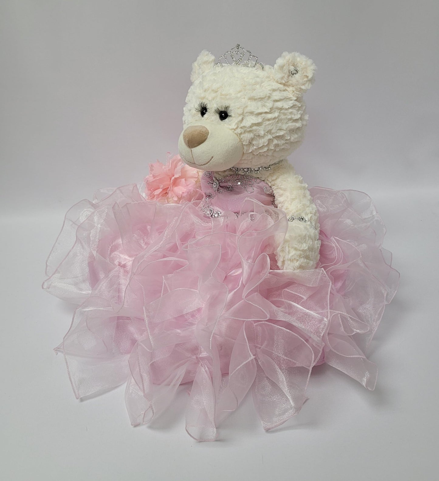 KINNEX COLLECTIONS SINCE 1997 20" Quinceanera Last Doll Teddy Bear - Pink Polyester Dress Centerpiece ARC16831-3R