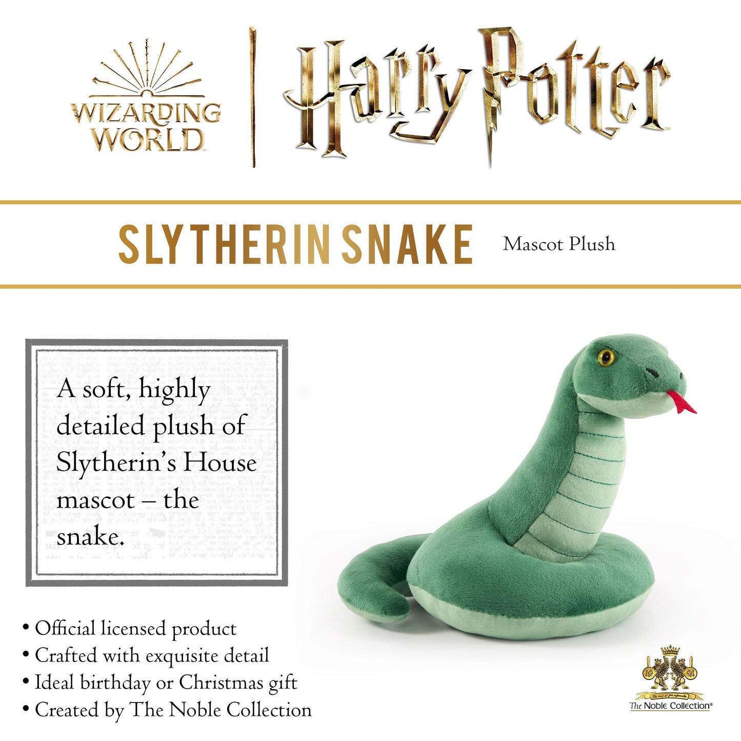The Noble Collection Harry Potter Slytherin Plush Mascot - Green Polyester, Model 1