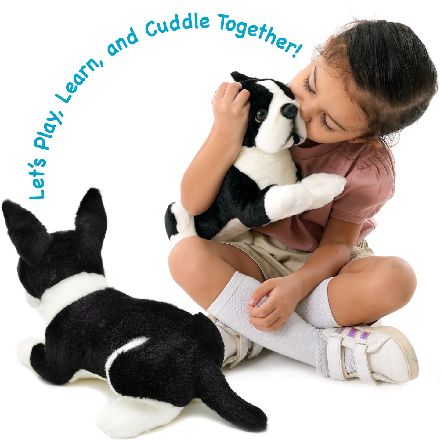 TigerHart 12 Inch Baxter The Boston Terrier Plush Dog Toy - White Soft Stuffed Animal