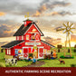 FUNWHOLE Farm Cow-Barn Lighting Set - 1368 Pcs LED Building Bricks for Adults & Teens - Red Plastic Model F9037