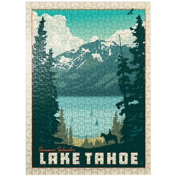 MyPuzzle Lake Tahoe: Tahoe Summer  Vintage Poster - enhanced 500 Piece Jigsaw Puzzle for mature-themeds