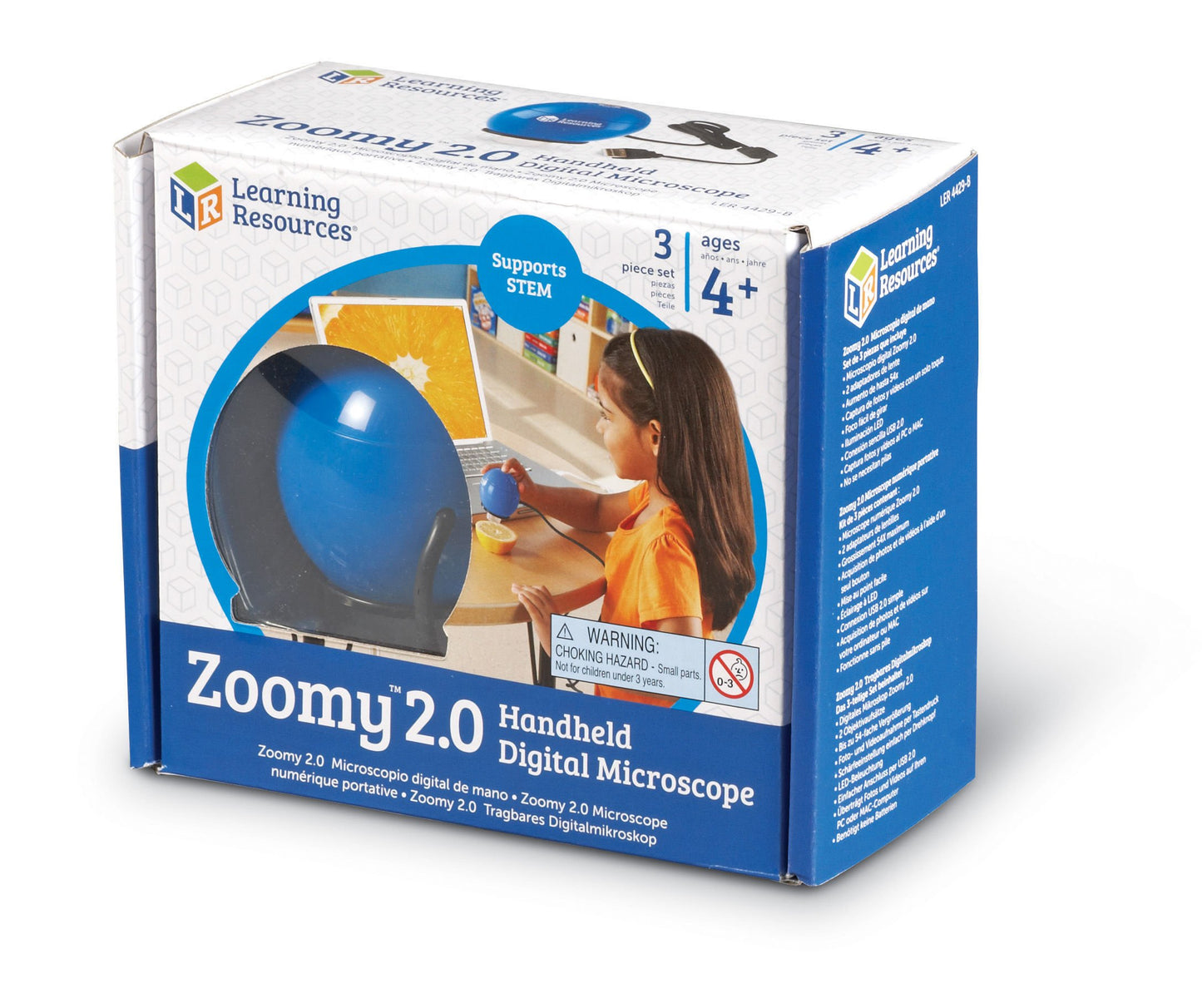 Learning Resources Zoomy 2.0 Handheld Digital Microscope, Computer, Projector, Or Interactive Whiteboard Accessories, Blue, Ages