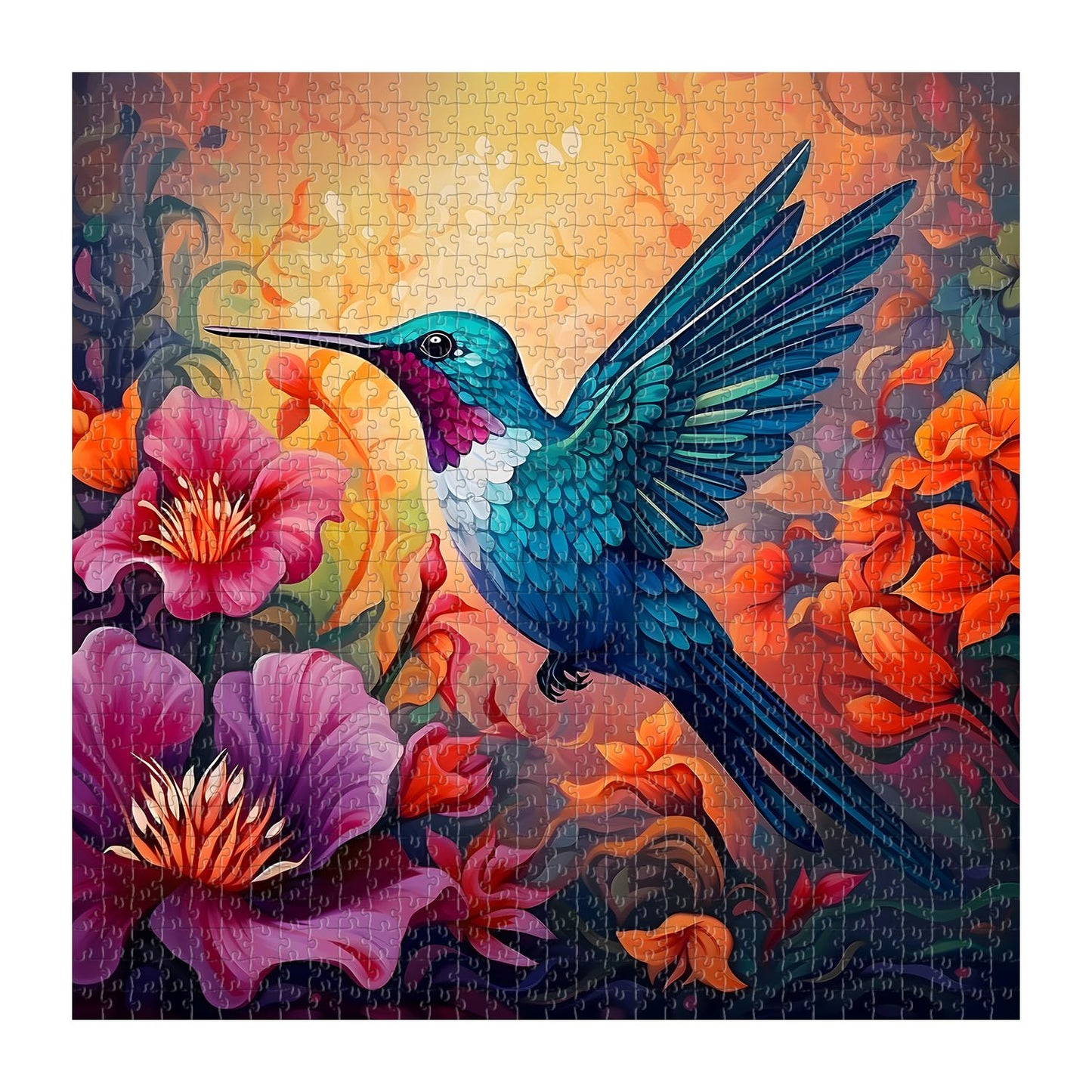Hummingbird Puzzles For Adults 1000 Pieces Nature, Vintage Bird Art Flower Puzzle, Hummingbird Garden Spring Jigsaw Puzzles 1000