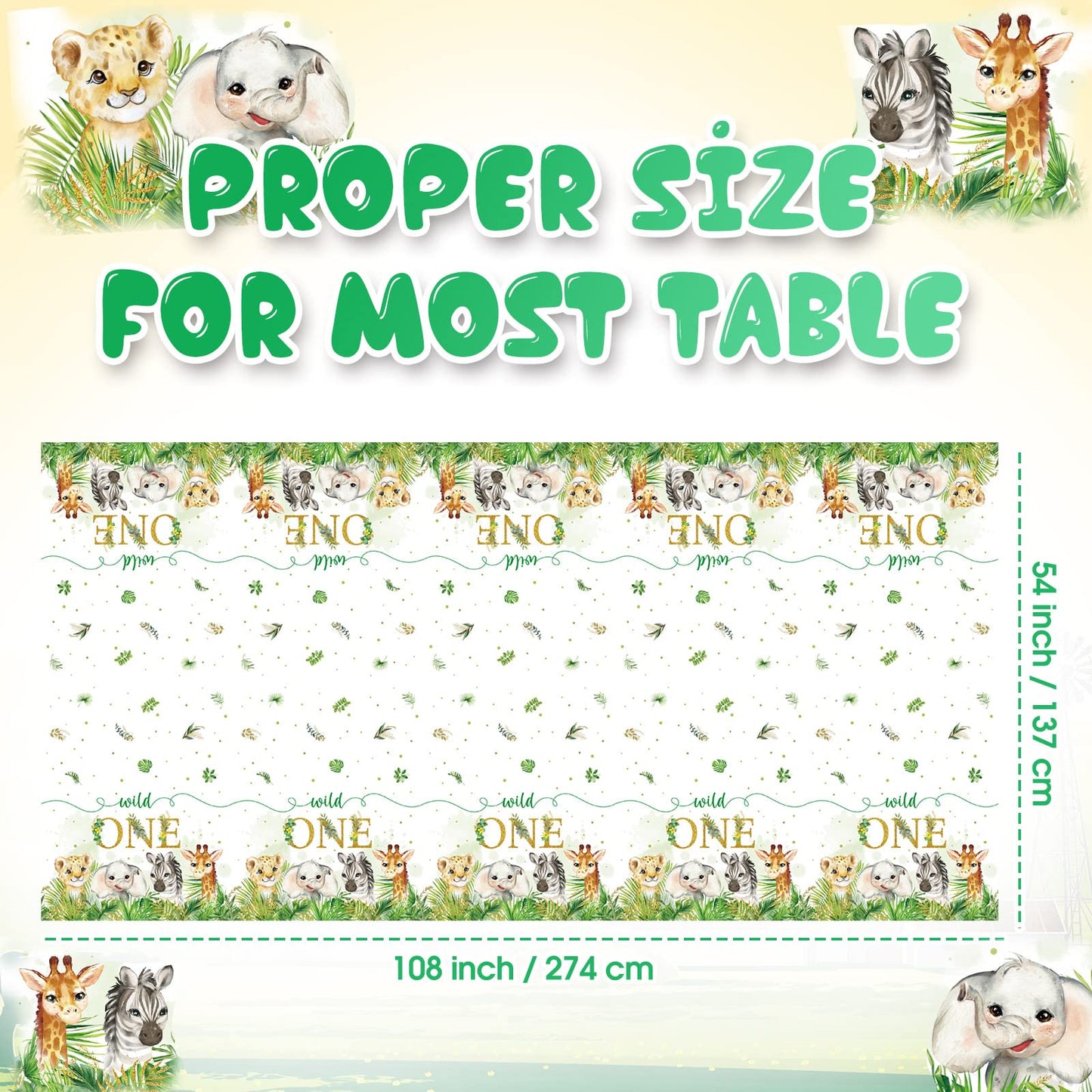Newwiee 3 Pack Wild One Party Decor Safari Birthday Tablecloths Jungle Theme Party Supplies Wild Animal Table Cover Rectangle Ta