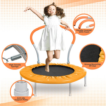 Roinoim Kids Trampoline With Handle - 36'' Mini Toddler Rebounder For Indoor & Outdoor Play, Safe & Sturdy Jumping Exercise Tram