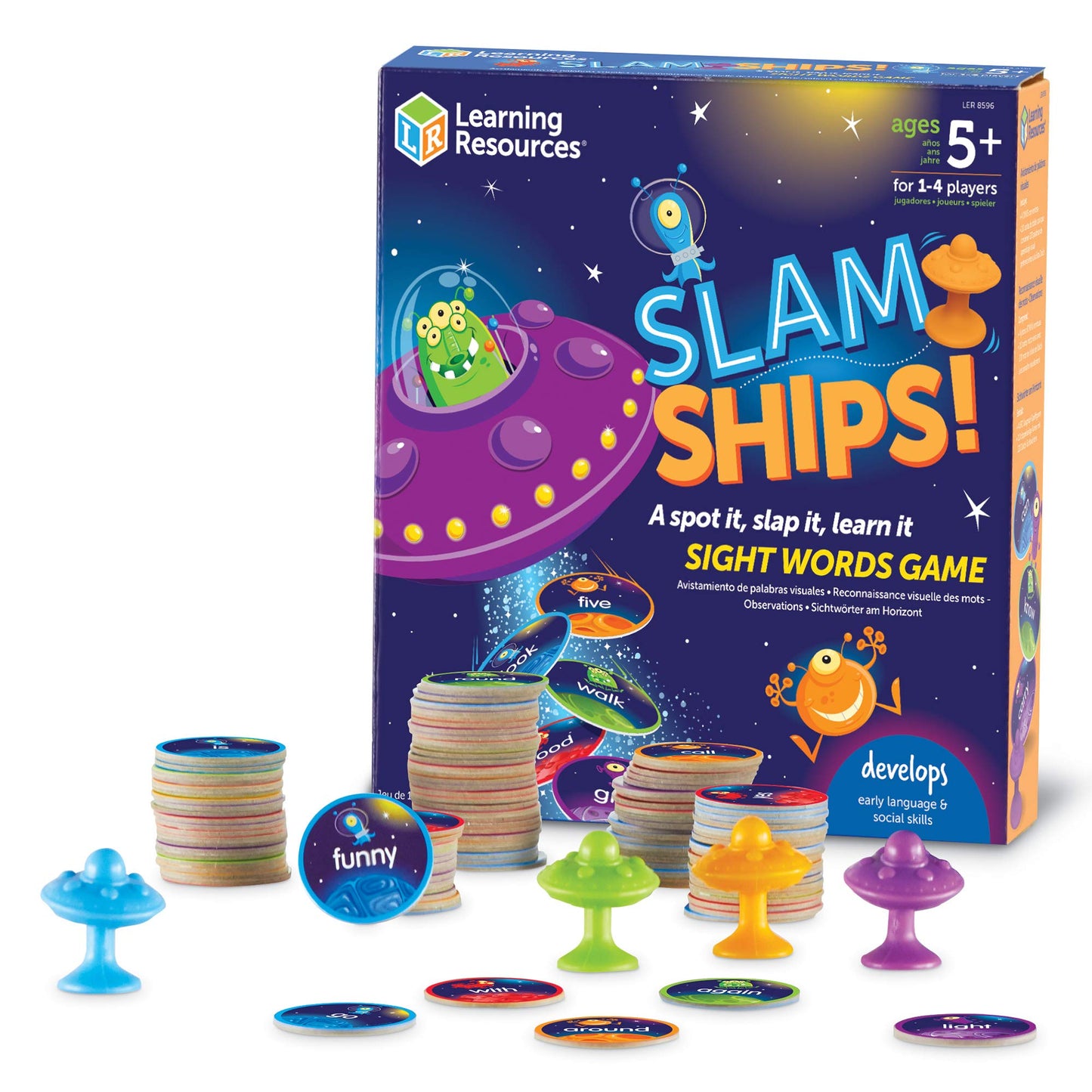 Learning Resources Slam Ships Sight Words Game - Educational Fun for Kids, Ages 5+, Medium, Multi Color, Model LER8596