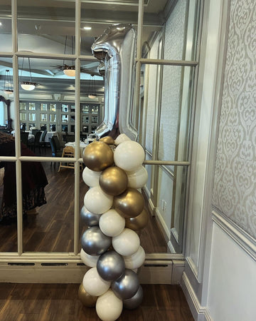 40 Inch Silver 1 Balloon For First Birthday, 1St Number Balloons Birthday Decorations For Girl Boy Kids Toddler Baby, One Giant