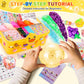 Lokuc Duck Theme Nano Tape Bubble Kit for Kids, 19.7Ft Plastic Kit with Glitter, Clay, Beads, Stickers, Yellow, Model NMJTZ-3