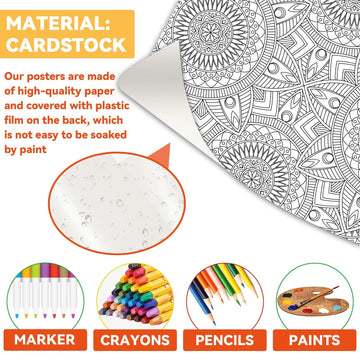 Zoiiwa 24 Pack Mandala Coloring Posters For Kids Adults Coloring Posters 11' X 8.6' Mandala Flower Coloring Book Craft Coloring Art Craft Activity For Home Classroom Valentine'S Day Gift